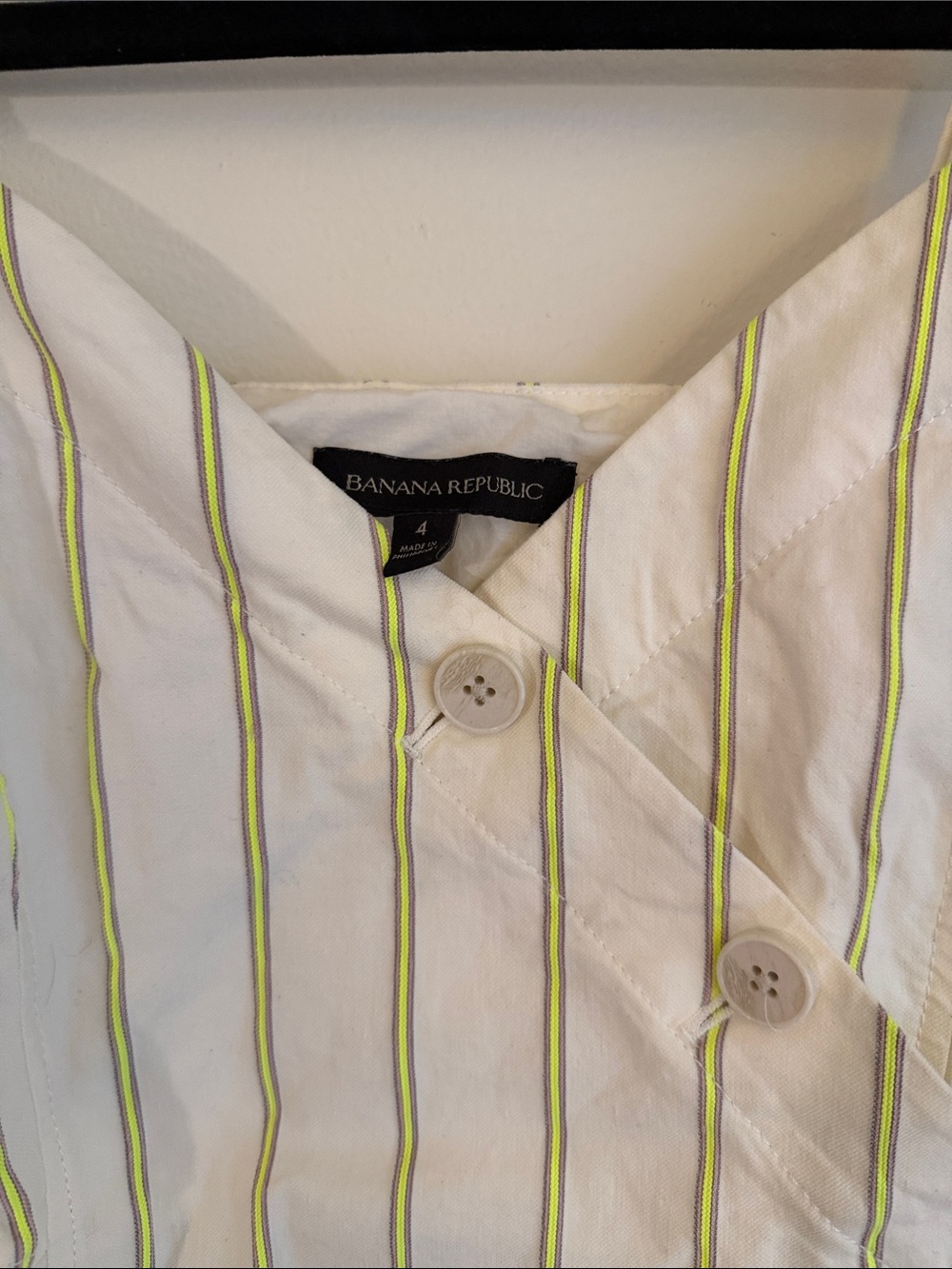 Banana Republic White Mini Dress with Green Stripes - Picture 2 of 5
